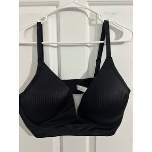 Adrienne Vittadini Studio Black Ribbed Full Coverage Bra Plus Size 42D Wireless